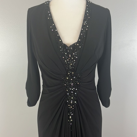 Cameron Blake for mon Cherie Long Black Gown with Ling Sleeve Dress - Picture 3 of 17